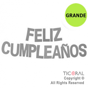 GUIRNALDA FRASE FELIZ CUMPLEAOS METALIZADA GRANDE PLATA 18x10CM x 1